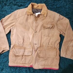 Vintage 1960s Tan Hunting Field Jacket Canvas Workwear Coat